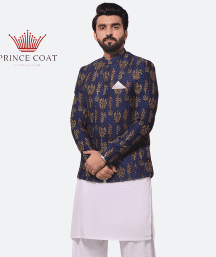 purple color jacquard prince coat for men's
