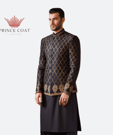 Black embellished prince coat