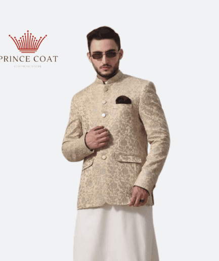 Gold color prince coat for men's