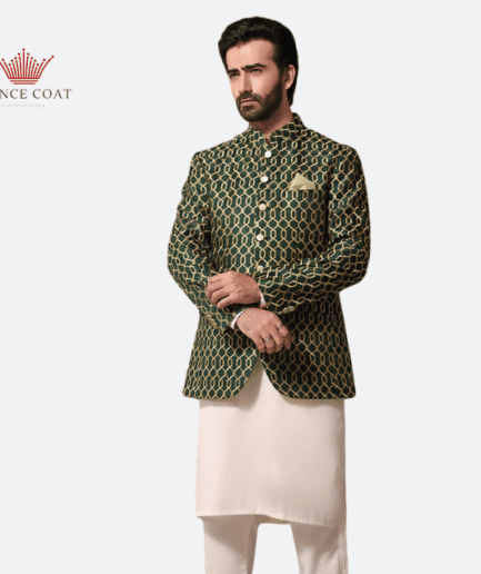 green color prince coat for men's