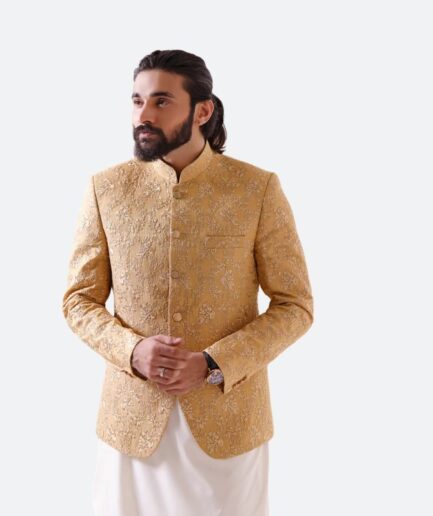 Gold color prince coat for menswear