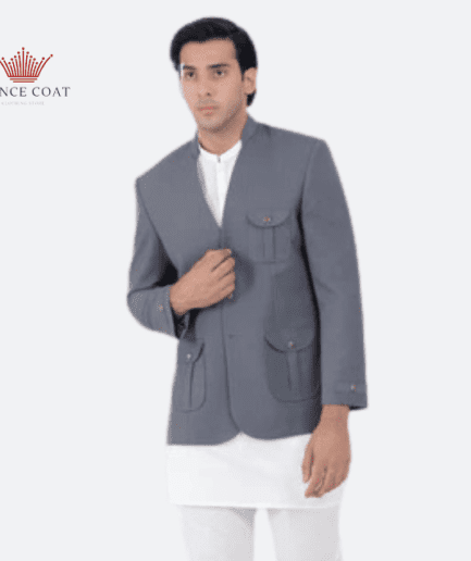 Light grey color prince coat for menswear