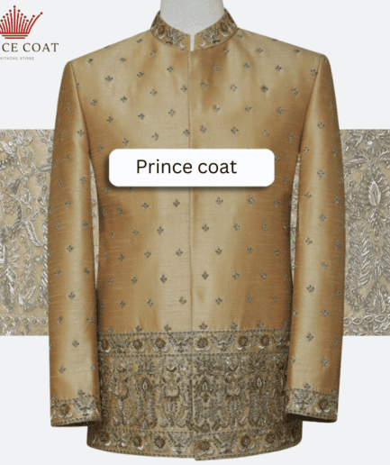 Golden Embellished Prince coat for men's