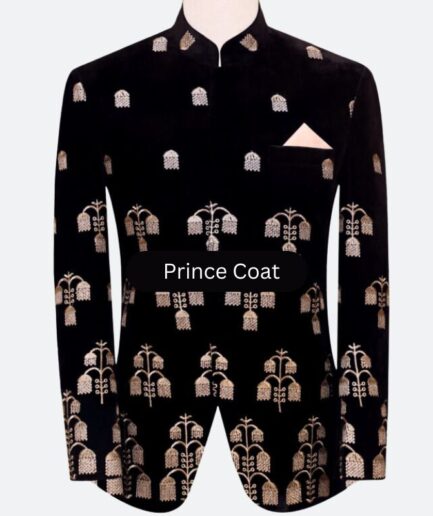 Black velvet prince coat for men's