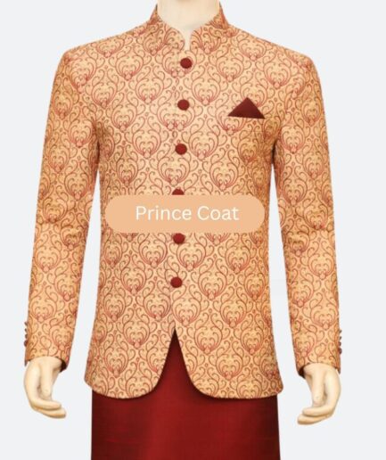 Maroon color embroidered prince coat